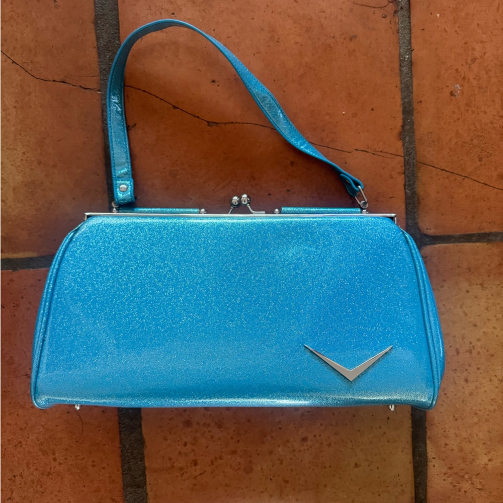 Luxe de Ville 60s Inspired Blue Glitter Purse